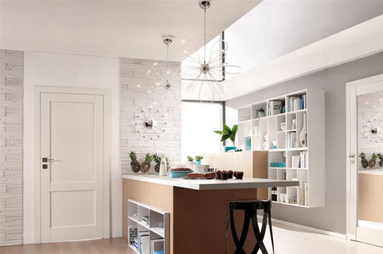 Шпонированные двери в кухне