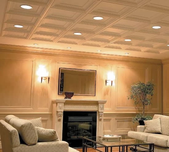 Потолочная плитка из пенопласта в интерьере