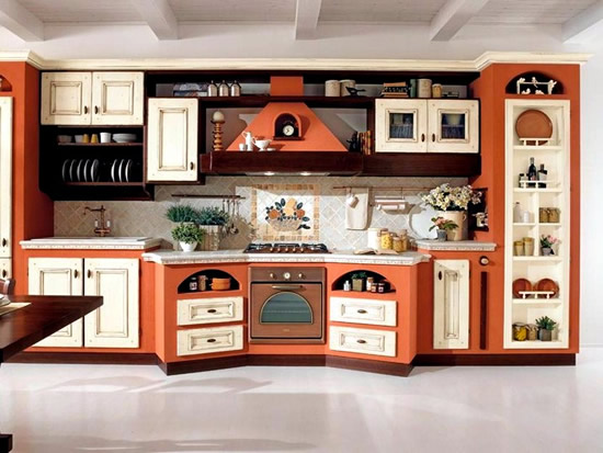 терракотовый цвет при оформлении кухни 2